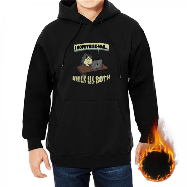 Black hoodie with a cat at a laptop and the text I hope this email kills us both