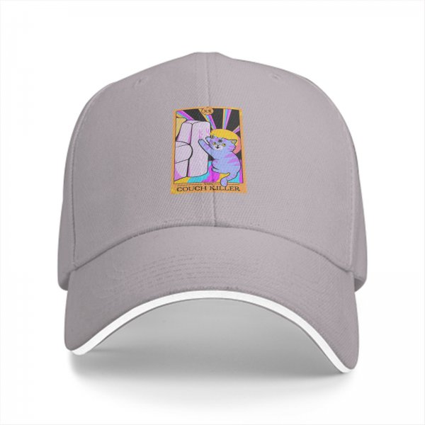 Black Baseball Cap With Funny Cat Couch Killer Tarot Art Print