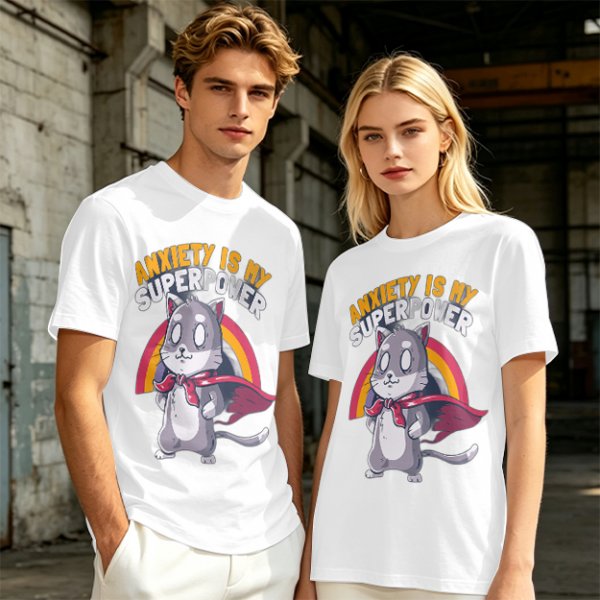 Anxiety Is My Superpower Cat Graphic T-Shirt