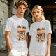 Olive T-Shirt With Cute Cats Doing Laundry Graphic