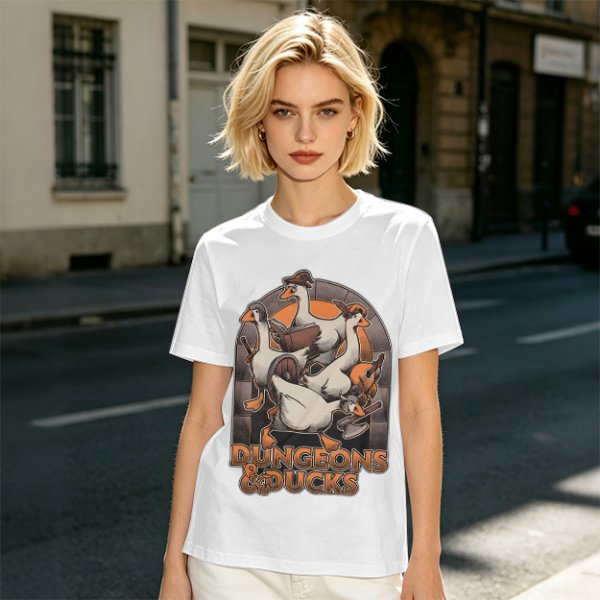 Dungeons & Ducks Fantasy Roleplaying Themed Graphic T-Shirt