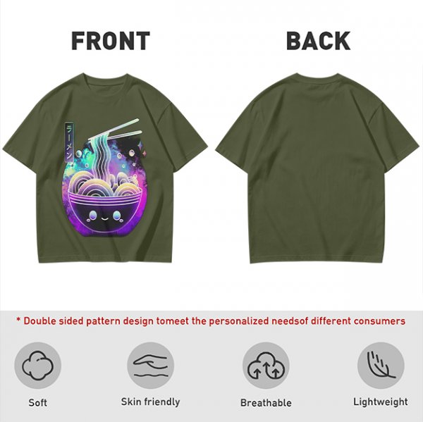 Olive T-Shirt With Galaxy Ramen Bowl Kawaii Graphic