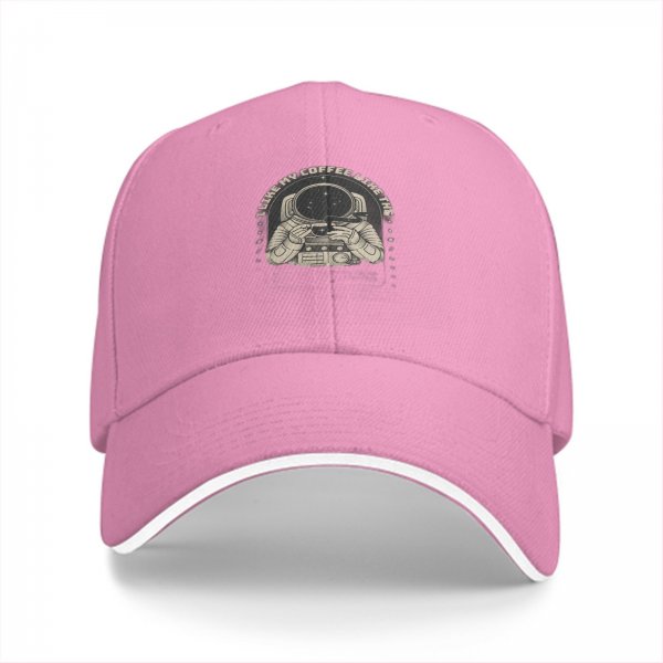 Black Baseball Cap With Astronaut Coffee Lover Print