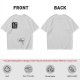 Olive green graphic t-shirt with cute eye design and Japanese text print