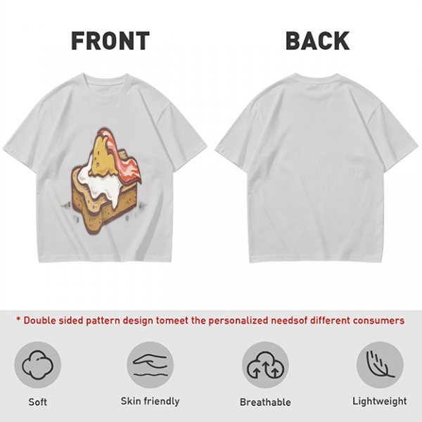 Olive T-Shirt With Cute Lazy Egg On Toast And Bacon Print