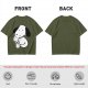 Olive Green T-Shirt With Cartoon Dog Holding Hot Drink Graphic