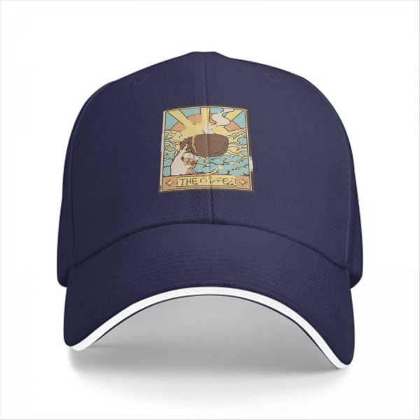 Black baseball cap with tarot card style coffee graphic