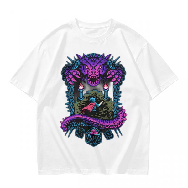 Dungeon Dragon and Warrior Graphic T-Shirt for Fantasy Game Fans