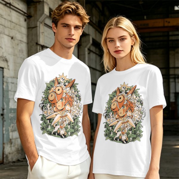 Olive T-shirt with Princess Mononoke Forest Spirit Art Print