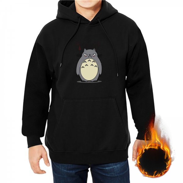 Black hoodie with grumpy Totoro graphic print