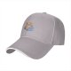 Black baseball cap with a cartoon cat working on a laptop print