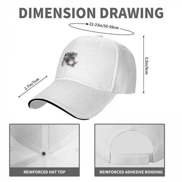 Black Baseball Cap With Abstract Feather And Red Accent Print