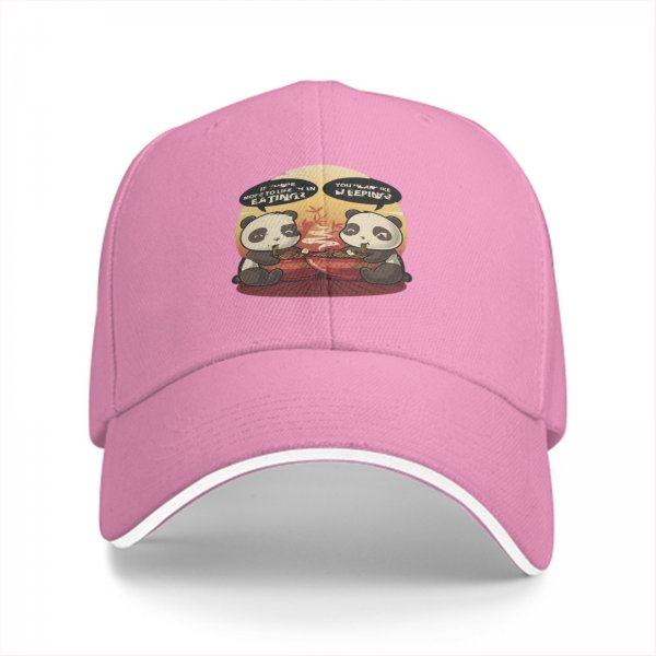 Black baseball cap with panda eating hot pot funny graphic design