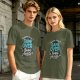 Olive t-shirt with 'Behind Every Game Over A Restart Awaits' gaming print