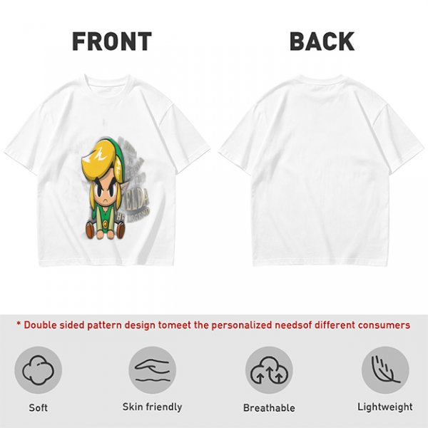 Olive T-shirt with Chibi Link from The Legend of Zelda Print