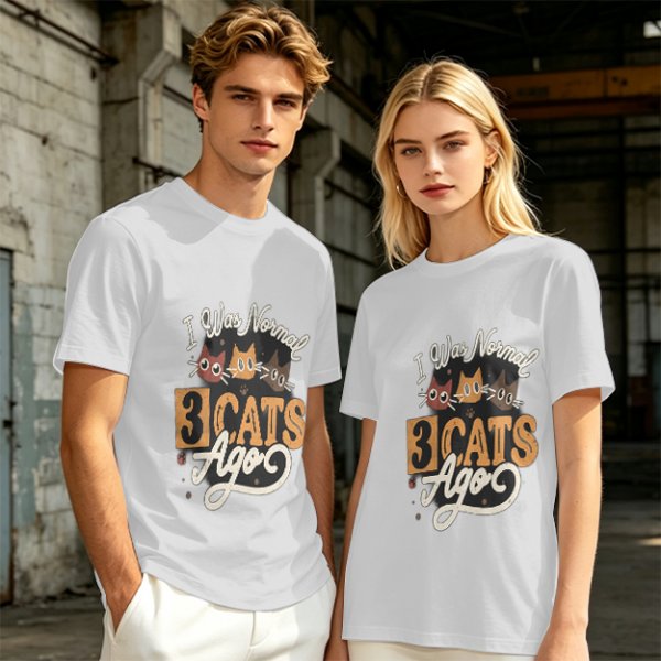 Olive Cat Lover T-Shirt With 'I Was Normal 3 Cats Ago' Print