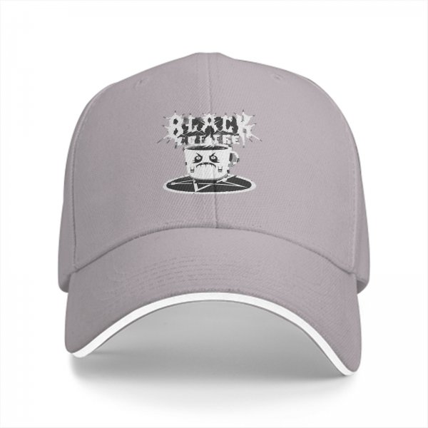 Black Coffee Baseball Cap With Angry Coffee Cup And Pentagram Design