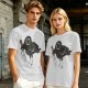 Olive T-Shirt With Dark Crow Holding Knife Graphic Print