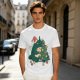 Olive Green T-Shirt With Christmas Totoro Decorating Tree Print