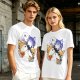 Olive T-shirt with Space Fox Crew Graphic Design
