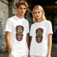 Olive T-Shirt with Tribal Warrior Mask and Horse Graphic Print