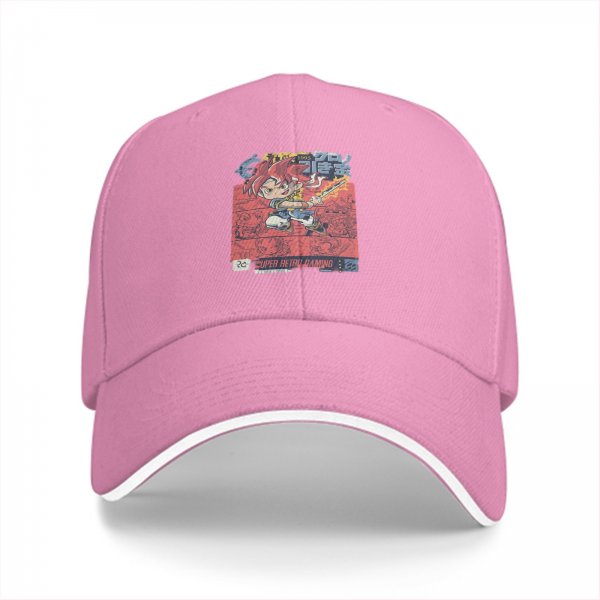 Black Baseball Cap With Retro Anime Gaming Character Print