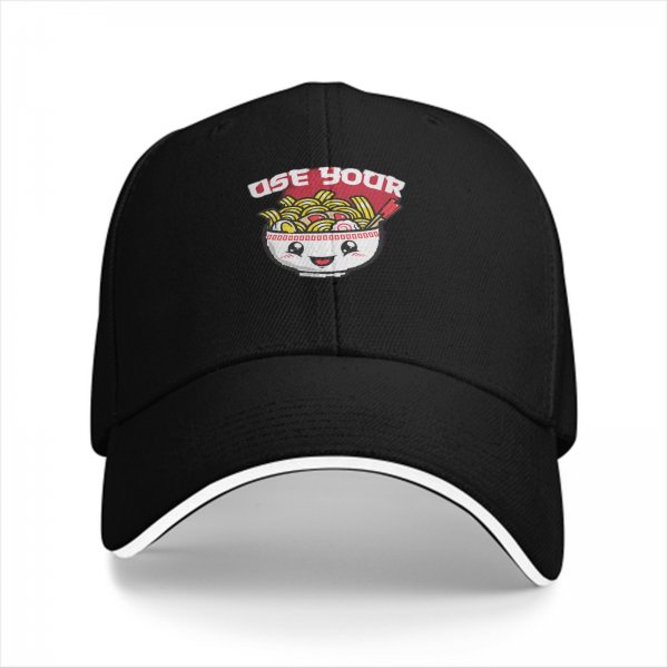 Use Your Ramen Kawaii Graphic Black Baseball Cap
