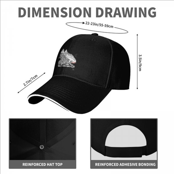 Black Baseball Cap With Detailed Monochrome Dragon Art Print