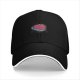 Black baseball cap with pink brain and blue ring graphic