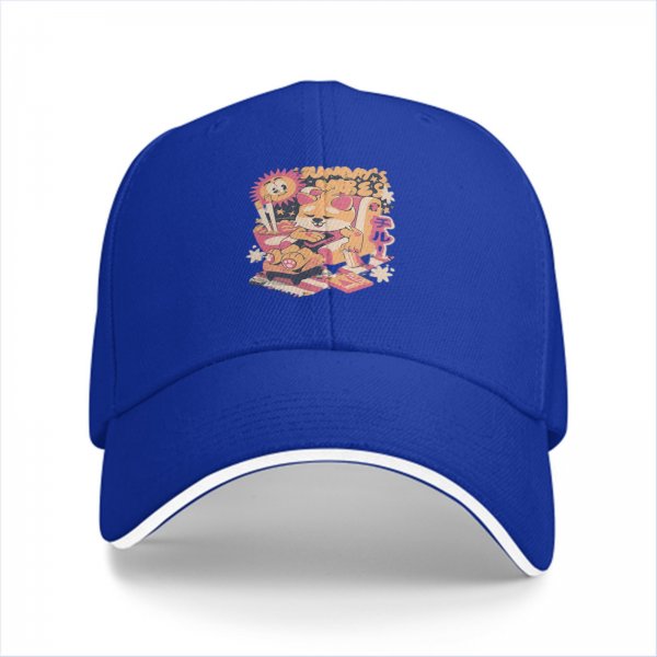 Black Baseball Cap with Relaxed Shiba Inu Summer Vibes Graphic