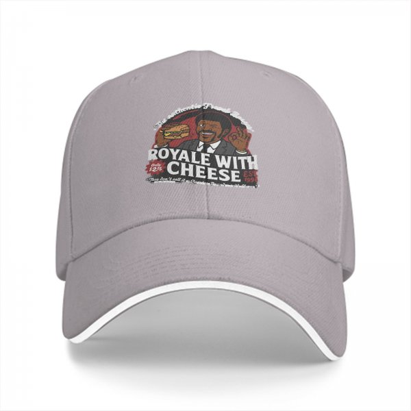 Black baseball cap with Royale with Cheese graphic print