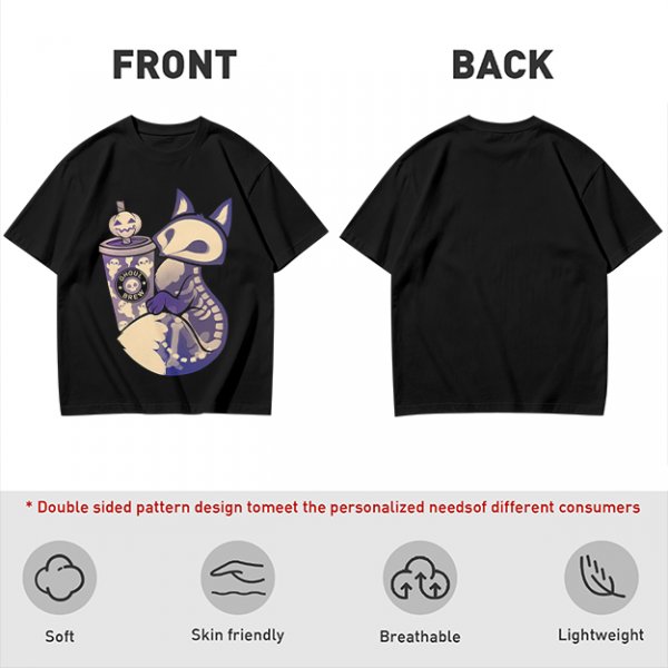 Halloween Skeleton Fox Holding Ghoul Brew Cup T-Shirt