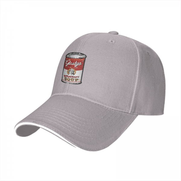 Black Baseball Cap With Gladys' Witchcraft Soup Can Graphic