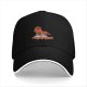 Black baseball cap with a relaxed cartoon pepper graphic and text