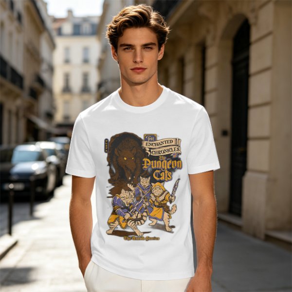 Dungeon Cats Enchanted Chronicles Fantasy Graphic T-Shirt