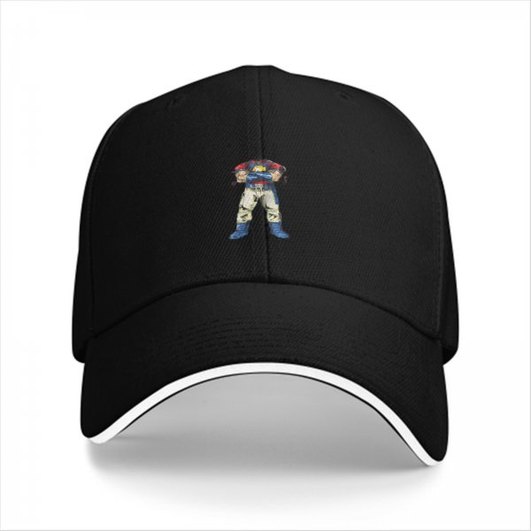 Black Baseball Cap With Cartoon Superhero Character Print