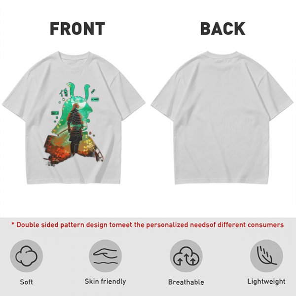 Olive T-shirt with Samurai Warrior and Helmet Art Print