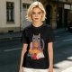 Olive T-Shirt With Cozy Cat Eating Pizza And Gaming Print