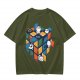 Olive T-Shirt With Cute Cats On A Rubik's Cube Graphic