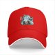 Black baseball cap with dragon and anime character graphic print