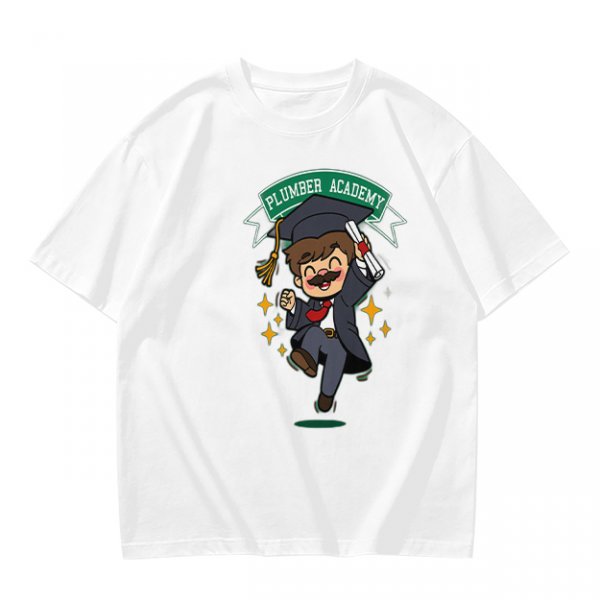 Plumber Academy Graduate Cartoon Character Graphic T-Shirt