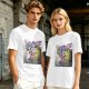 Olive T-shirt with colorful robot transformer graphic print