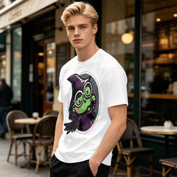 Olive T-Shirt With Cute Green Witch Wearing Glasses Graphic