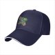 Black Baseball Cap With Artistic Mario And Green Turtle Print