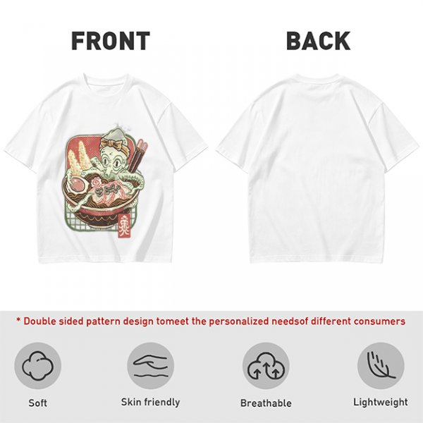Olive T-Shirt With Octopus Chef In Ramen Bowl Graphic