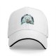 Black Baseball Cap With White Wolf And Moon Graphic Design