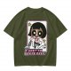 Olive green graphic t-shirt with Powerpuff-style character and 'I Want To Break Free' text