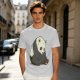 Olive T-shirt with Sad Sitting Panda Graphic Print