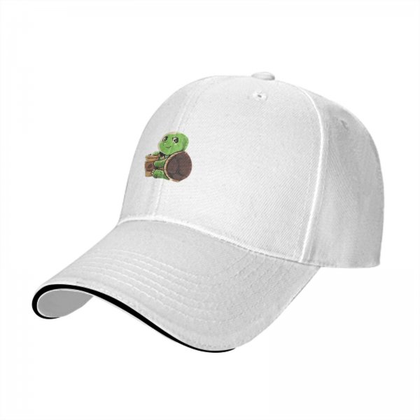 Black Baseball Cap With Cute Turtle Holding Coffee Cup Print