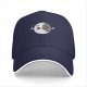 Black baseball cap with cute split moon cartoon design